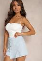 Jasnoniebieskie Denimowe Szorty Imitujące Spódnicę z Bawełny High Waist Nellmina