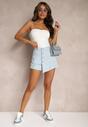 Jasnoniebieskie Denimowe Szorty Imitujące Spódnicę z Bawełny High Waist Nellmina