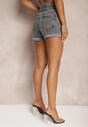 Szare Szorty Denimowe High Waist z Bawełny Pemorea