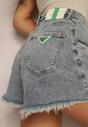 Niebieskie Jeansowe Szorty z Bawełny High Waist z Postrzępionymi Nogawkami Tivima