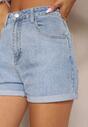 Niebieskie Bawełniane Szorty Denimowe High Waist Vimaelle