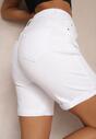 Białe Jeansowe Szorty High Waist z Ozdobnymi Przetarciami Vimarinda
