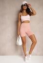 Różowe Szorty Kolarki High Waist z Efektem Push Up Pielara