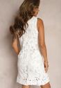 Rochie Cocktail Albă Ajurată Stil Cămașă Risamarise