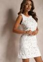 Rochie Cocktail Albă Ajurată Stil Cămașă Risamarise