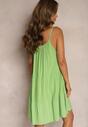 Zielona Rozkloszowana Sukienka z Bawełny na Ramiączkach Uslifea