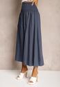 Bleumarin Pantaloni Culotte Bumbac Talie Inalta Croi Larg Elastic Talie Alifrea