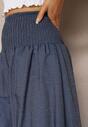 Bleumarin Pantaloni Culotte Bumbac Talie Inalta Croi Larg Elastic Talie Alifrea
