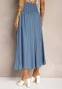 Bleumarin Pantaloni Culottes Bumbac Talie Inalta Croi Larg Elastic Talie Alifrea