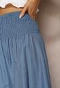 Bleumarin Pantaloni Culottes Bumbac Talie Inalta Croi Larg Elastic Talie Alifrea