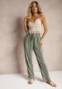 Pantaloni Largi Verzi din Bumbac cu Elastic în Talie Finnea