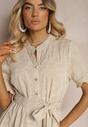 Rochie bej cloș cu curea și viscoză Risarissa