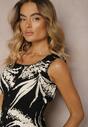 Rochie Neagră din Viscoză cu Bretele cu Elastic în Talie Peslifea