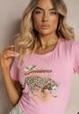 Tricou roz din bumbac cu imprimeu animalier Zeliflea