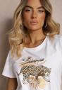 Tricou Alb din Bumbac cu Imprimeu Animalier Zeliflea