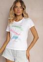 Tricou Alb din Bumbac cu Mânecă Scurtă și Imprimeu Decorativ Saronea