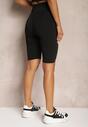 Czarne Szorty w Stylu Kolarek High Waist Wykończone Gumką w Pasie Elenea