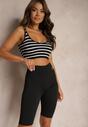 Czarne Szorty w Stylu Kolarek High Waist Wykończone Gumką w Pasie Elenea