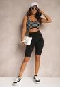 Czarne Szorty w Stylu Kolarek High Waist Wykończone Gumką w Pasie Elenea