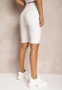 Białe Szorty w Stylu Kolarek High Waist Wykończone Gumką w Pasie Elenea