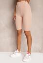 Różowe Szorty w Stylu Kolarek High Waist Wykończone Gumką w Pasie Elenea