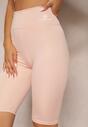 Różowe Szorty w Stylu Kolarek High Waist Wykończone Gumką w Pasie Elenea