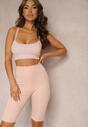 Różowe Szorty w Stylu Kolarek High Waist Wykończone Gumką w Pasie Elenea