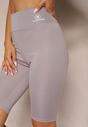Jasnofioletowe Szorty w Stylu Kolarek High Waist Wykończone Gumką w Pasie Elenea