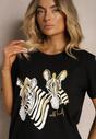 Tricou negru din bumbac cu imprimeu animalier Risabell