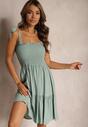 Rochie din Bumbac Menta cu Bretele și Elastic în Talie cu Croi Evaseu Holfea