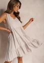 Rochie de Bumbac Bej cu Croi în Cloș fără Mâneci Gladea
