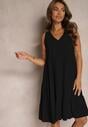 Rochie neagră de bumbac cu croi evază fără mâneci Gladea