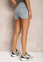 Niebieskie Szorty Jeansowe z Bawełny High Waist Wykończone Przetarciami Nellonia