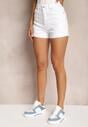 Białe Szorty z Bawełny High Waist Risalines