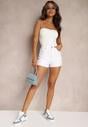 Białe Szorty z Bawełny High Waist Risalines