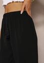 Czarne Szerokie Spodnie High Waist z Gumką w Pasie Jolfea