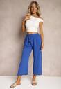 Pantaloni largi albaștri cu talie înaltă și elastic în talie Jolfea