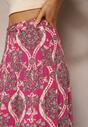 Pantaloni fucsia din viscoză cu picior larg High Waist cu elastic în talie Risettasmi