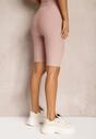 Różowe Szorty Typu Kolarki High Waist z Prążkowanego Materiału Vimara