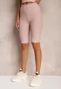Różowe Szorty Typu Kolarki High Waist z Prążkowanego Materiału Vimara