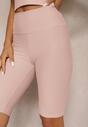Różowe Szorty Typu Kolarki High Waist z Prążkowanego Materiału Vimara
