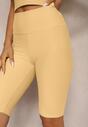 Jasnożółte Szorty Typu Kolarki High Waist z Prążkowanego Materiału Vimara