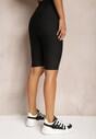Czarne Szorty Typu Kolarki High Waist z Prążkowanego Materiału Vimara