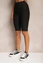 Czarne Szorty Typu Kolarki High Waist z Prążkowanego Materiału Vimara