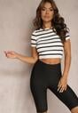 Czarne Szorty Typu Kolarki High Waist z Prążkowanego Materiału Vimara