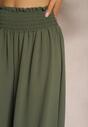 Pantaloni verzi inchis cu talie inalta, cu craci largi si elastic in talie Risabessa.