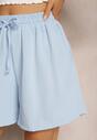 Jasnoniebieskie Szorty o Luźnym Kroju High Waist z Gumką w Talii Vimallora