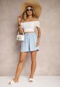 Jasnoniebieskie Szorty o Luźnym Kroju High Waist z Gumką w Talii Vimallora