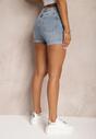 Niebieskie Bawełniane Szorty Jeansowe High Waist Ozdobione Przetarciami Vimoriels