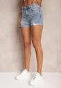 Niebieskie Bawełniane Szorty Jeansowe High Waist Ozdobione Przetarciami Vimoriels